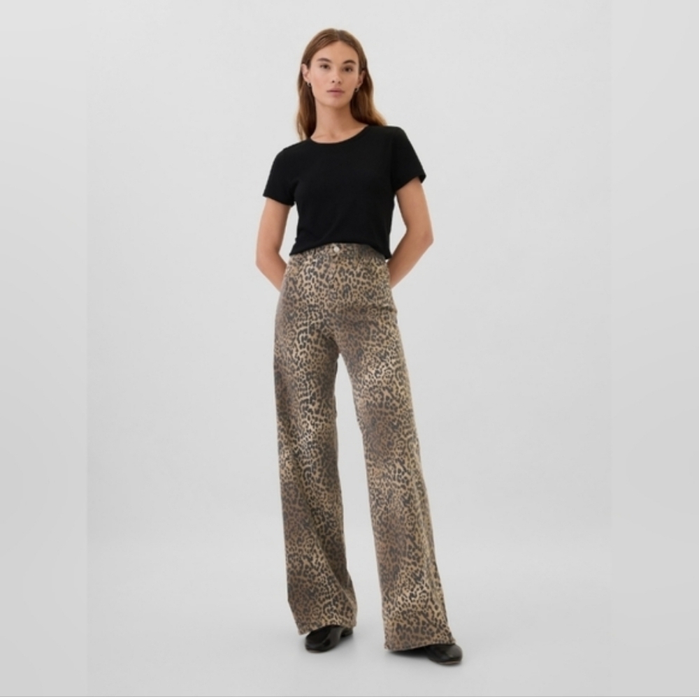 GAP Animal Print Wide Leg Jeans